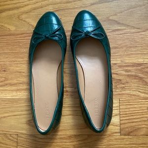 J. Crew ballet flats - green croc embossed